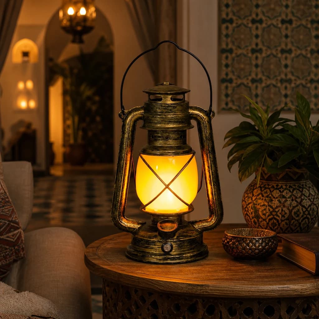 فانوس LED كلاسيكي للديكور والإضاءة الدافئة