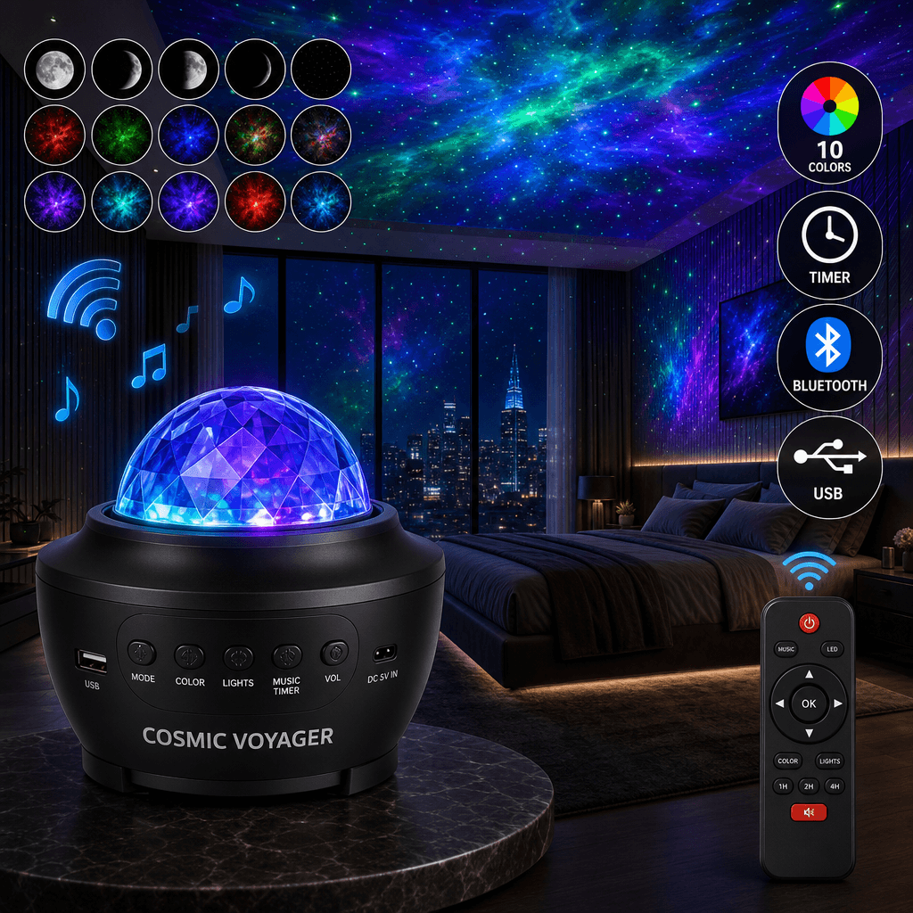 Crystal galaxy projector — 10 colors, Bluetooth, remote